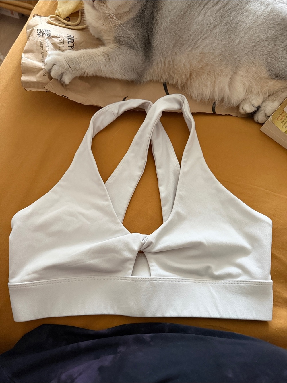 White Twist-Front Sports Bra